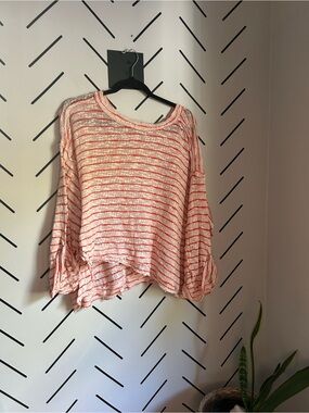 We the free free people striped oversized hacci top Asymmetrical hem